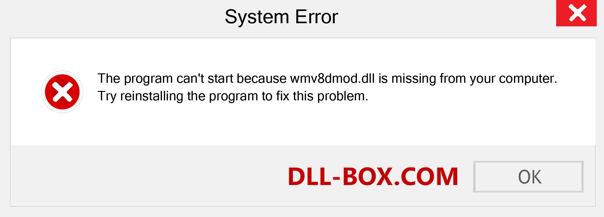  wmv8dmod.dll file is missing?. Download for Windows 7, 8, 10 - Fix  wmv8dmod dll Missing Error on Windows, photos, images